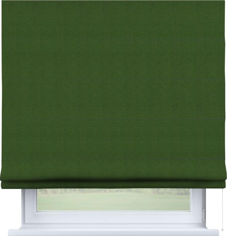 Римская штора «Кортин» для проема, ткань блэкаут однотонный, зелёный перламутр
