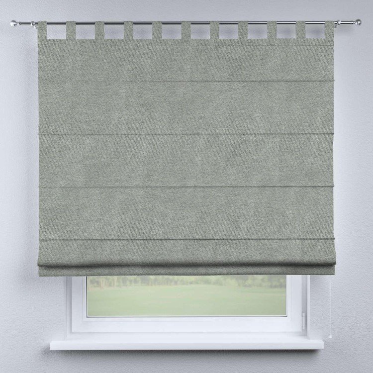 Римская штора на петлях «Кортин», ткань твид блэкаут, светло-серый