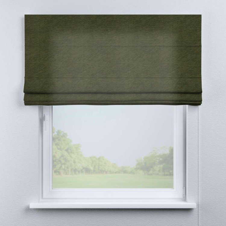 Римская штора «Кортин» для проема, ткань софт однотонный зелёный