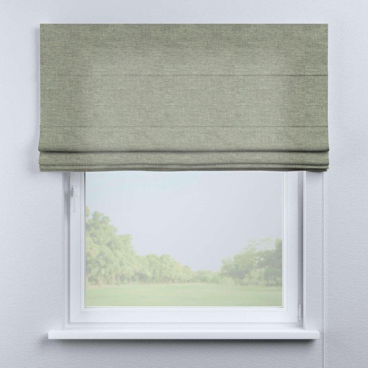 Римская штора «Кортин» для проема, ткань лён кашемир серо-зелёный