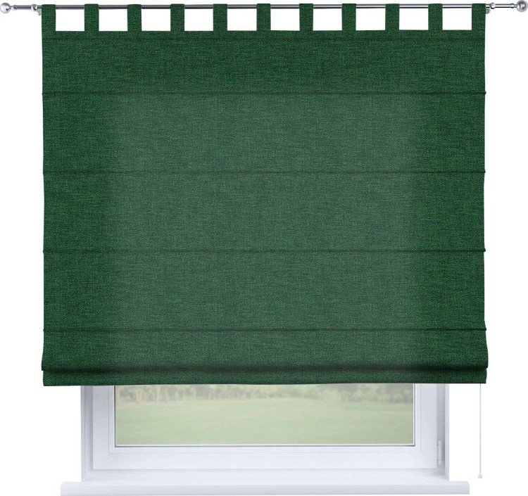 Римская штора на петлях «Кортин», ткань лён серо-зеленый