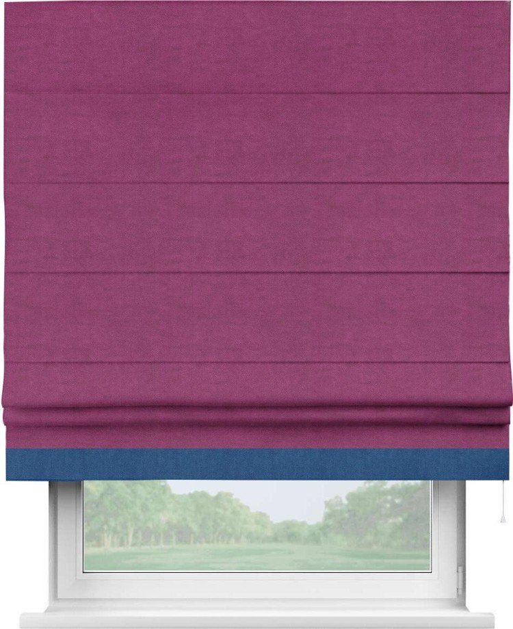 Римская штора «Кортин» с кантом Джестер, для проема, ткань вельвет фиолетовый