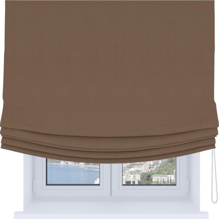 Римская штора Soft с мягкими складками, ткань блэкаут однотонный коричневый