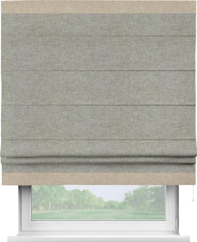 Римская штора «Кортин» с кантом Горизонт, для проема, ткань лён кашемир серый