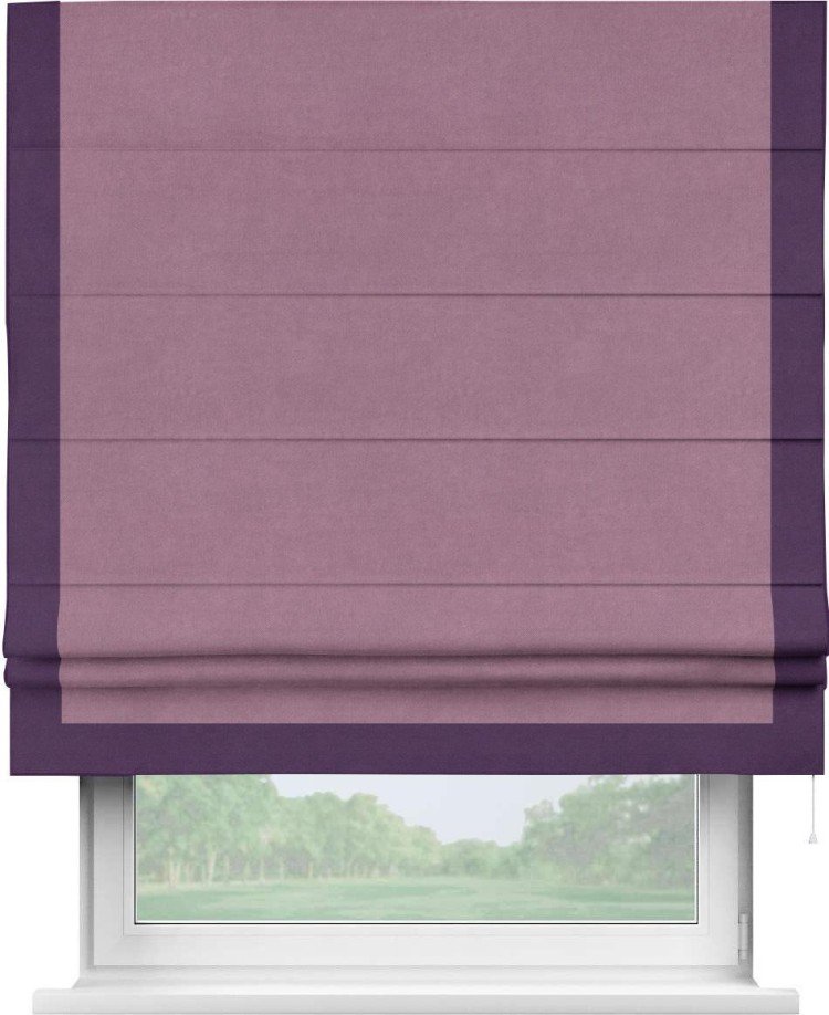 Римская штора «Кортин» с кантом Виктория, для проема, ткань вельвет лиловый