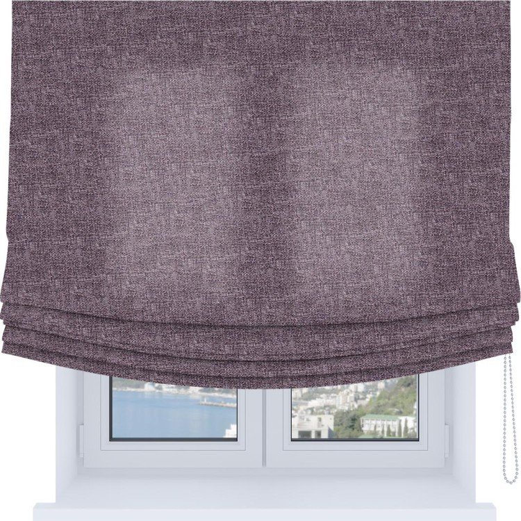 Римская штора Soft с мягкими складками, ткань лён кашемир фиолетовый
