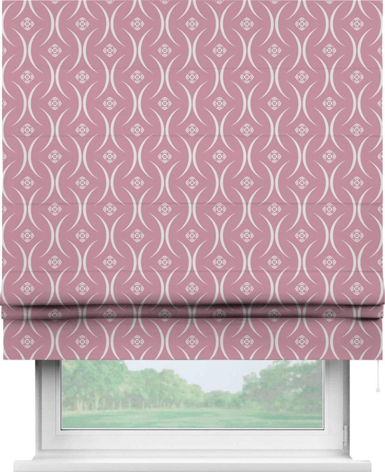 Римская штора «Кортин» для проема «Воздушный узор розовый»