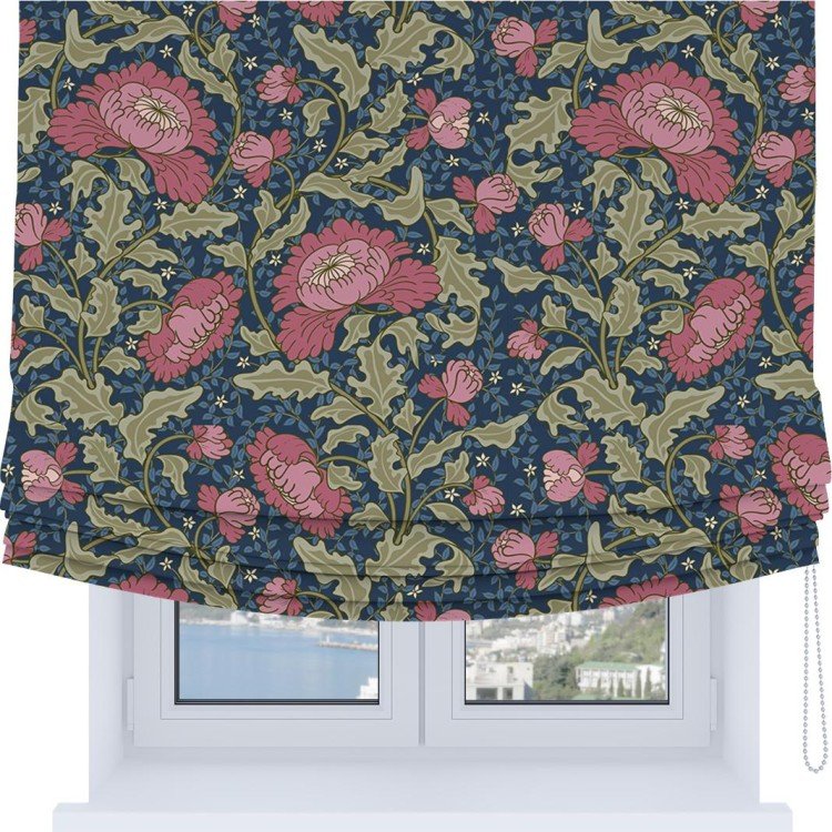 Римская штора Soft с мягкими складками, «Розовые цветы»