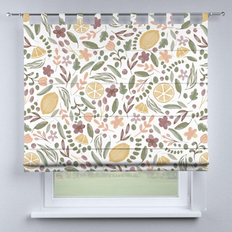 Римская штора «Кортин» на петлях «Лимоны и цветы»